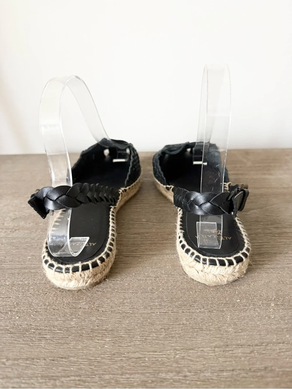 Castaner X Altuzarra Black Leather Woven Slingback Espadrille Flats - Size 37
